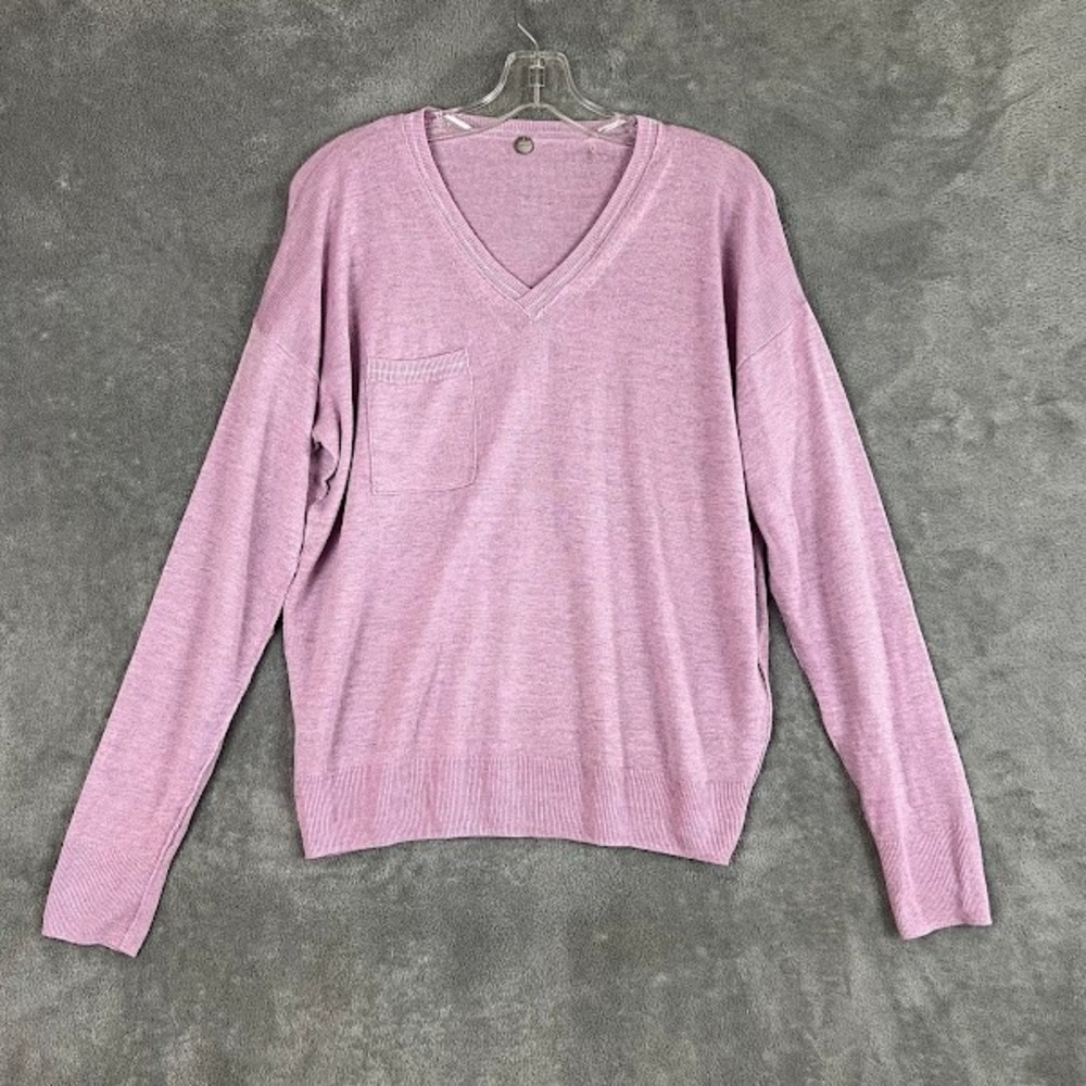 Margaret O'leary V Neck Sweater Womens S Linen Lightweight Classic Casual